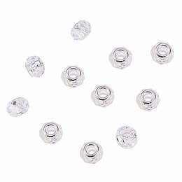 NBEADS 100Pcs Crystal Glass Charms, Faceted Lamp work Beads Large Hole European Charms Beads fit Bracelet Jewelry Making