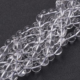 Honeyhandy Synthetic Quartz Crystal Beads Strands, Round, Clear, Clear, 10mm, Hole: 1mm, about 39pcs/strand, 15.5 inch