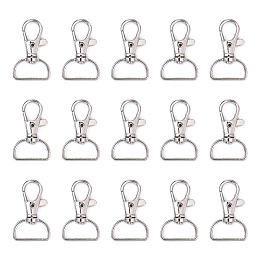 Honeyhandy Iron Swivel D Rings Lobster Claw Clasps, Swivel Snap Hook, for Webbing Bags Straps, Platinum, 38x24x6mm