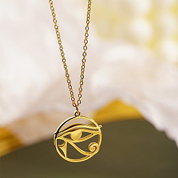 Honeyhandy Stainless Steel Pendant Necklaces, Eye of Horus, Golden, 17.72 inch(45cm)