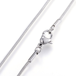 Honeyhandy Classic Plain 304 Stainless Steel Mens Womens Snake Chain Necklaces, with Lobster Claw Clasps, Stainless Steel Color, 1.2mmx23.7 inch(60.2cm)