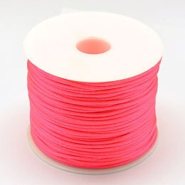 Honeyhandy Nylon Thread, Rattail Satin Cord, Deep Pink, 1.0mm, about 76.55 yards(70m)/roll