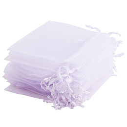 PandaHall Elite 100 Pcs 4x3" White Organza Drawstring Gift Pouch Wrap Favor Bag for Party Wedding