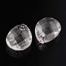 Honeyhandy Transparent Acrylic Pendants for Curtains, Faceted Teardrop, Clear, about 18mm long, 13mm wide, 6mm thick, hole: 2mm, about 670pcs/500g