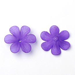 Honeyhandy Transparent Acrylic Beads, Frosted, Flower Bead Caps, Blue Violet, 30x8mm, Hole: 1.5~2mm, about 314pcs/500g