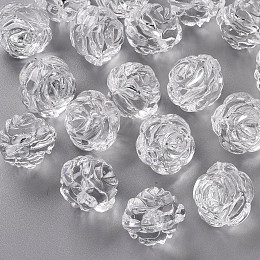 Honeyhandy Transparent Acrylic Beads, for Mother's Day Jewelry Making, Rose, Clear, 25x22.5mm, Hole: 2.5mm, about 79pcs/500g