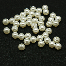 Honeyhandy Imitation Pearl Acrylic Beads, Dyed, Round, Creamy White, 6x5.5mm, Hole: 1.5~2mm, about 4500pcs/pound