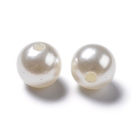 Honeyhandy Imitation Pearl Acrylic Beads, Dyed, Round, Creamy White, 12x11.5mm, Hole: 2.7mm, about 480~530pcs/pound