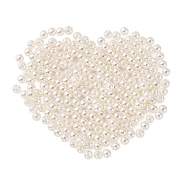 Honeyhandy Imitation Pearl Acrylic Beads, Dyed, Round, Creamy White, 25x25mm, Hole: 2.2mm, about 62pcs/pound