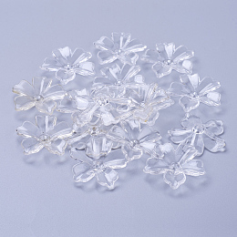 Honeyhandy Flower Acrylic Beads, Transparent Clear Flower Bead Caps, about 29mm long, 6mm thick, hole: 2mm, about 425pcs/500g