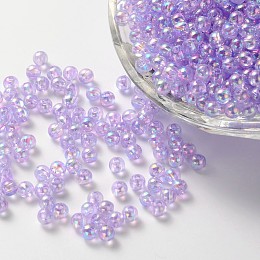 Honeyhandy Eco-Friendly Transparent Acrylic Beads, Round, AB Color, Lilac, 8mm, Hole: 1.5mm, about 2000pcs/500g