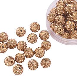 ARRICRAFT 100 Pcs 10mm Light Colorado Shamballa Topaz Pave Disco Ball Clay Beads, Polymer Clay Rhinestone Beads Round Charms Jewelry Makings