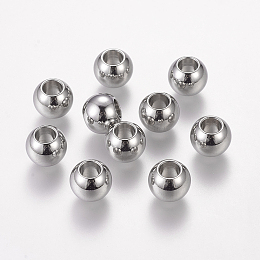 Honeyhandy 304 Stainless Steel European Beads, Large Hole Beads, Barrel, 10x8mm, Hole: 5mm