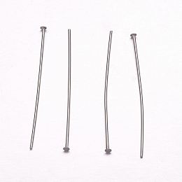 Honeyhandy 304 Stainless Steel Flat Head Pins, Stainless Steel Color, 36x0.7mm, Head: 1.7mm