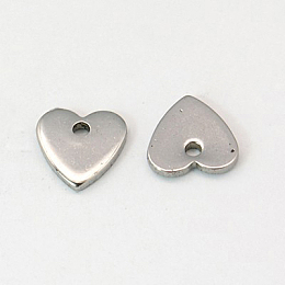 Honeyhandy Tarnish Resistant 201 Stainless Steel Stamping Blank Tag Pendants, Heart, 7x7x1mm, Hole: 1mm