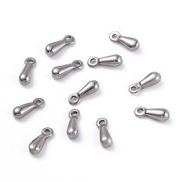 Honeyhandy 304 Stainless Steel Charms, Chain Extender Teardrop, Stainless Steel Color, 7.5x2.5x2.3mm, Hole: 1mm