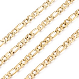 Honeyhandy 304 Stainless Steel Figaro Chains, Unwelded, Golden, 9~13x6x1.6mm