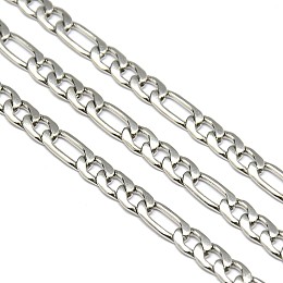 Honeyhandy Stainless Steel Figaro Chains, Unwelded, Stainless Steel Color, 7~10x4.5x1.2mm