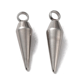 201 Stainless Steel Pendants, Cone Charm, Stainless Steel Color, 18x5mm, Hole: 2.2mm