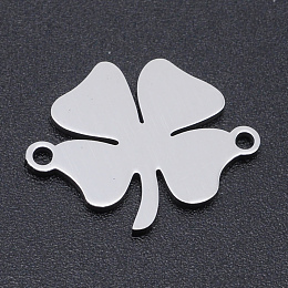 Honeyhandy 201 Stainless Steel Links connectors, Clovers, Stainless Steel Color, 18x14x1mm, Hole: 1.4mm