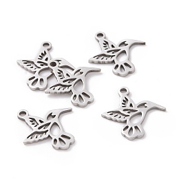 Honeyhandy 201 Stainless Steel Pendants, Bird, Hollow, Stainless Steel Color, 18x17x1mm, Hole: 1.5mm