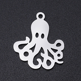 Honeyhandy 201 Stainless Steel Pendants, Octopus, Hollow, Stainless Steel Color, 20x17.5x1mm, Hole: 1.5mm