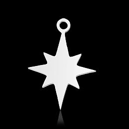 Honeyhandy 201 Stainless Steel Pendants, Star, Stainless Steel Color, 19x14x1mm, Hole: 1.6mm