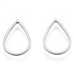 Honeyhandy 201 Stainless Steel Linking Rings, Teardrop, Stainless Steel Color, 16x11x1mm, Inner Diameter: 9x13.5mm