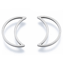 Honeyhandy 201 Stainless Steel Linking Rings, Moon, Stainless Steel Color, 16x11x1mm, Inner Diameter: 5x14mm