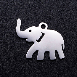 Honeyhandy 201 Stainless Steel Pendants, Elephant, Stainless Steel Color, 12x17x1mm, Hole: 1.5mm