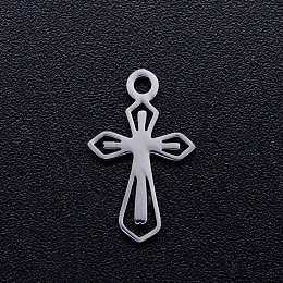 Honeyhandy 201 Stainless Steel Tiny Cross Charms, Stainless Steel Color, 15x9x1mm, Hole: 1.5mm