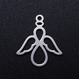 Honeyhandy 201 Stainless Steel Pendants, Angel, Stainless Steel Color, 18x16x1mm, Hole: 1.4mm