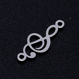 Honeyhandy 201 Stainless Steel Links connectors, Treble Clef, Stainless Steel Color, 18.5x7x1mm, Hole: 1.2mm