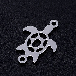 Honeyhandy 201 Stainless Steel Links connectors, Turtle, Stainless Steel Color, 18x12x1mm, Hole: 1.2mm