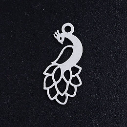 Honeyhandy 201 Stainless Steel Pendants, Peacock, Stainless Steel Color, 18.5x8.5x1mm, Hole: 1.5mm