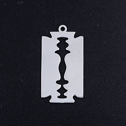 Honeyhandy 201 Stainless Steel Pendants, Blade Shape, Stainless Steel Color, 26x14x1mm, Hole: 1.5mm