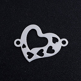 Honeyhandy 201 Stainless Steel Links connectors, Heart, Stainless Steel Color, 12x17x1mm, Hole: 1.4mm