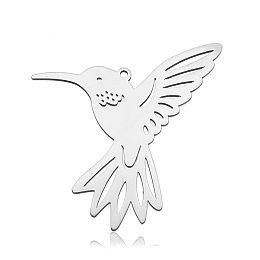 Honeyhandy 201 Stainless Steel Pendants, Laser Cut, Bird, Stainless Steel Color, 34x39.5x1mm, Hole: 1.5mm