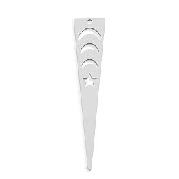 Honeyhandy 201 Stainless Steel Pendants, Laser Cut, Triangle with Star, Stainless Steel Color, 48x10x1mm, Hole: 1.4mm