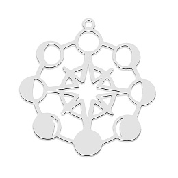 Honeyhandy 201 Stainless Steel Pendants, Laser Cut, Planet, Stainless Steel Color, 31x30x1mm, Hole: 1.6mm