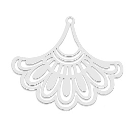 Honeyhandy 201 Stainless Steel Pendants, Laser Cut, Fan, Stainless Steel Color, 30.5x36x1mm, Hole: 1.6mm