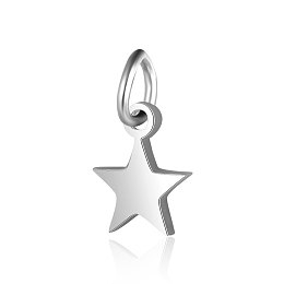 Honeyhandy 201 Stainless Steel Charms, Star, Stainless Steel Color, 7x5.5x1mm, Hole: 2~2.5mm