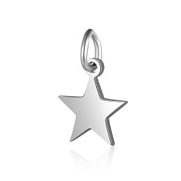 Honeyhandy 201 Stainless Steel Charms, Star, Stainless Steel Color, 9x8x1mm, Hole: 2~2.5mm