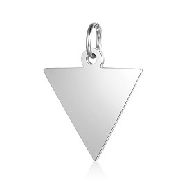 Honeyhandy 201 Stainless Steel Pendants, Manual Polishing, Inverted Triangle, Stainless Steel Color, 16x15x1mm, Hole: 3.5mm