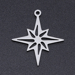 Honeyhandy 201 Stainless Steel Laser Cut Pendants, Star, Stainless Steel Color, 24x21x1mm, Hole: 1.4mm