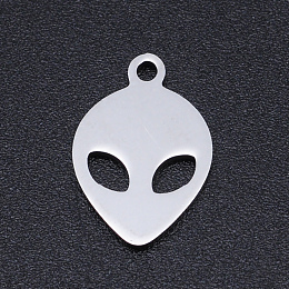 Honeyhandy 201 Stainless Steel Laser Cut Pendants, ET, Stainless Steel Color, 15x10x1mm, Hole: 1.5mm