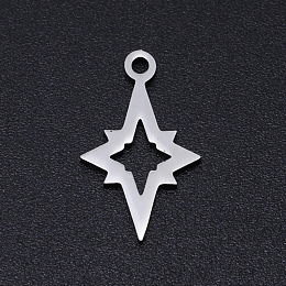 Honeyhandy 201 Stainless Steel Laser Cut Pendants, Hollow Star, Stainless Steel Color, 17x10x1mm, Hole: 1.5mm