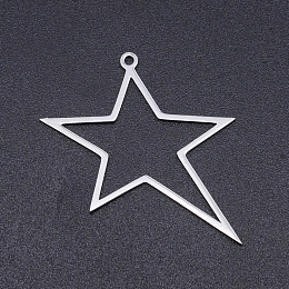 Honeyhandy 201 Stainless Steel Laser Cut Pendants, Star, Stainless Steel Color, 33x30x1mm, Hole: 1.5mm