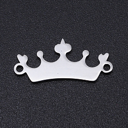 Honeyhandy 201 Stainless Steel Links connectors, Laser Cut, Crown, Stainless Steel Color, 9x19x1mm, Hole: 1.2mm