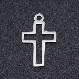 Honeyhandy 201 Stainless Steel Laser Cut Pendants, Cross, Stainless Steel Color, 16x10.5x1mm, Hole: 1.4mm